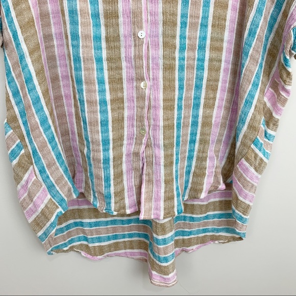 FREE PEOPLE Oversized Striped Tunic Top S Linen - Picture 4 of 6